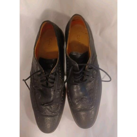 Cole Haan Grained Black Leather Wingtip Oxfords | Size 8.5 - Picture 4 of 11